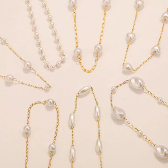 Stainless Steel Pearl Minimalist Totem Electroplating Women's Necklace Bracelet Diy Accessories