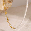 Stainless Steel Pearl Necklace Titanium Steel Electroplated Allmatch Jewelry
