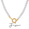Stainless Steel Pearl Necklace With Electroplating Minimalist Style For Women