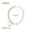 Stainless Steel Pearl Necklace With Geometric Pendant And Electroplating For Women