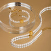 Stainless Steel Pearl Necklace With Geometric Pendant And Electroplating For Women