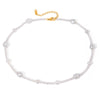 Stainless Steel Pearl Necklace With 18K Gold Electroplated Highend Style For Women