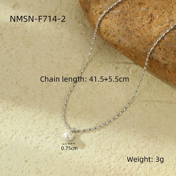 Stainless Steel Pearl Pendant Necklace For Women Electroplated Fashion Jewelry