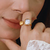 Stainless Steel Pearl Ring And Titanium Steel Non Fading Earrings With Geometric Pattern And Electroplating For Women