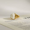 Stainless Steel Pearl Ring Geometric Style Electroplated Jewelry For Women