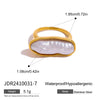 Stainless Steel Pearl Ring Geometric Style Electroplated Women's Hand Jewelry