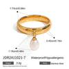 Stainless Steel Pearl Ring Geometric Style Electroplated Women's Hand Jewelry