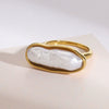 Stainless Steel Pearl Ring Geometric Style Electroplating Women's Hand Jewelry
