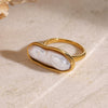 Stainless Steel Pearl Ring Geometric Style Electroplating Women's Hand Jewelry