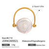 Stainless Steel Pearl Ring 18K Gold Plated Geometric French Retro Light Luxury Niche Jewelry