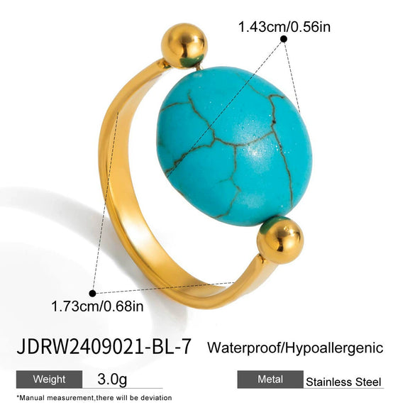 Stainless Steel Pearl Ring 18K Gold Plated Geometric French Retro Light Luxury Niche Jewelry