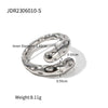 Stainless Steel Pearl Ring With Geometric Design And Electroplating For Women