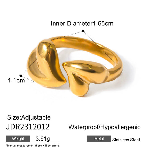 Stainless Steel Pearl Ring With Geometric Design And Electroplating For Women