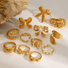 Stainless Steel Pearl Ring With Geometric Design And Electroplating For Women