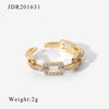 Stainless Steel Pearl Ring With Geometric Design And Electroplating For Women