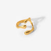 Stainless Steel Pearl Ring With Geometric Design And Electroplating For Women