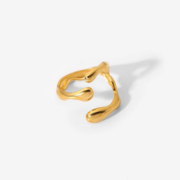 Stainless Steel Pearl Ring With Geometric Design And Electroplating For Women