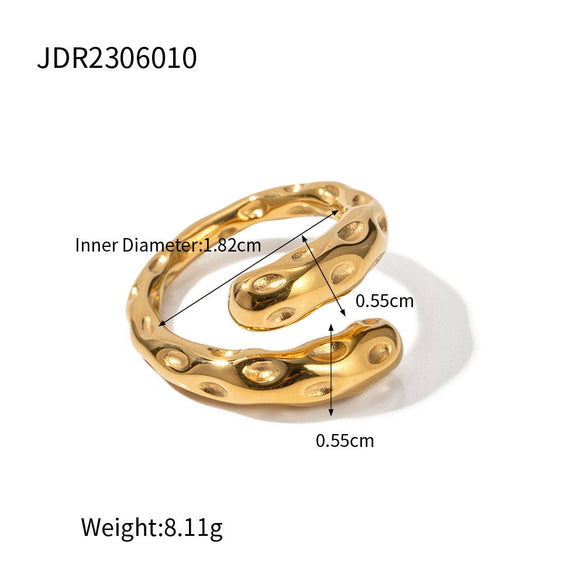 Stainless Steel Pearl Ring With Geometric Design And Electroplating For Women