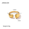 Stainless Steel Pearl Ring With Geometric Design And Electroplating For Women