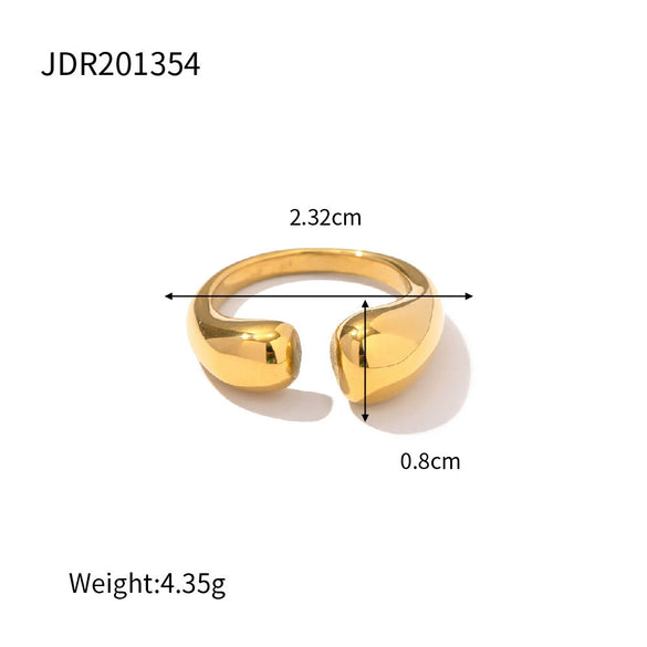 Stainless Steel Pearl Ring With Geometric Design And Electroplating For Women