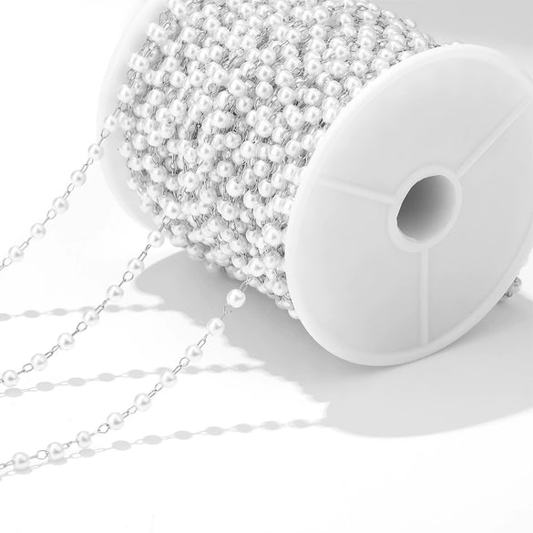 Stainless Steel Pearl Round Bead Handmade Electroplated Chain Bracelet Jewelry Accessories