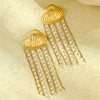 Stainless Steel Pearl Tassel Earrings Electroplating Fashionable Allmatch Light Luxury Highend Women's