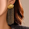 Stainless Steel Pearl Tassel Earrings Electroplating Fashionable Allmatch Light Luxury Highend Women's