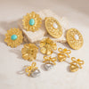Stainless Steel Pearl Wave Circle Women's Electroplated Earrings