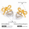 Stainless Steel Pearl Wave Circle Women's Electroplated Earrings