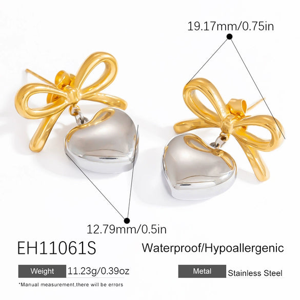 Stainless Steel Pearl Wave Circle Women's Electroplated Earrings