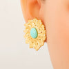 Stainless Steel Pearl Wave Circle Women's Electroplated Earrings