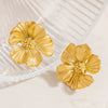 Stainless Steel Pearl Wave Circle Women's Electroplated Earrings