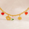 Stainless Steel Pearl Women's Bracelet With Oildrip Flower Pendant Fruit Pattern Electroplating Jewelry