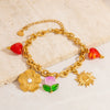 Stainless Steel Pearl Women's Bracelet With Oildrip Flower Pendant Fruit Pattern Electroplating Jewelry