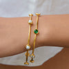Stainless Steel Pearl Zircon Bracelet Electroplated Geometric Style Women's Jewelry