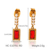 Stainless Steel Pearl Zircon Earrings Geometric Style Jewelry For Women