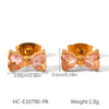 Stainless Steel Pearl Zircon Earrings Geometric Style Jewelry For Women