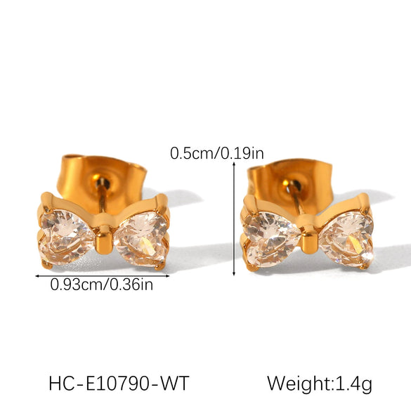 Stainless Steel Pearl Zircon Earrings Geometric Style Jewelry For Women