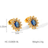 Stainless Steel Pearl Zircon Earrings Geometric Style Jewelry For Women