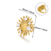 Stainless Steel Pearl Zircon Geometric Hollow Opening Ring For Women Electroplated