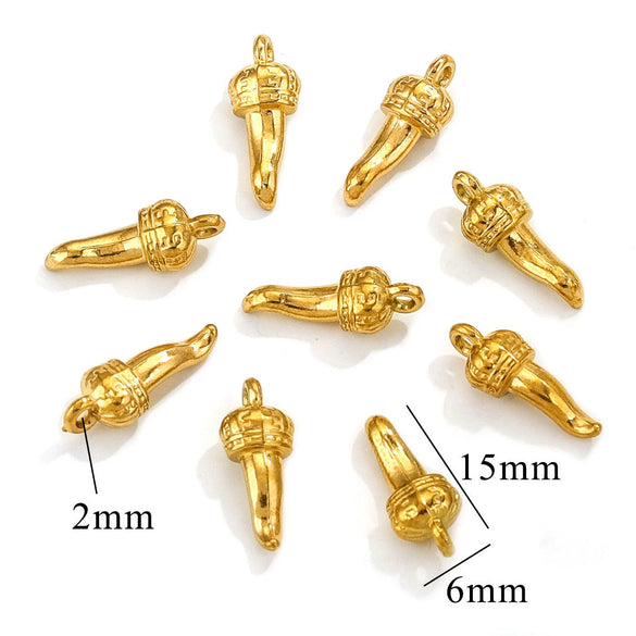Stainless Steel Pendant Accessories With Bow And Crown Pattern Electroplated