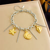Stainless Steel Pendant Bracelet With Animal Zodiac And Flower Patterns Electroplated For Women