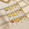 Stainless Steel Pendant Bracelet With Animal Zodiac And Flower Patterns Electroplated For Women