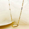 Stainless Steel Pendant Fashion Clavicle Chain Jewelry With Freshwater Pearl And 14K Gold Plated Electroplating