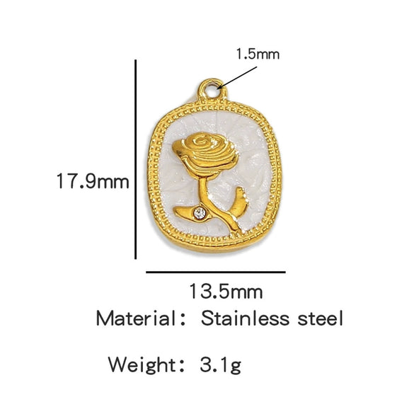 Stainless Steel Pendant Jewelry Accessories With Retro Oil Dripping Design And Rose Diamond Shape