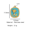Stainless Steel Pendant Jewelry Accessories With Retro Oil Dripping Design And Rose Diamond Shape