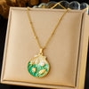 Stainless Steel Pendant Necklace With Cute Cartoon Gradient Oil Drop Multicolor Shell Marine Life Animal Zodiac Pattern And Inlaid With Gold Design
