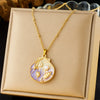 Stainless Steel Pendant Necklace With Cute Cartoon Gradient Oil Drop Multicolor Shell Marine Life Animal Zodiac Pattern And Inlaid With Gold Design