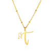 Stainless Steel Pendant Necklace With English Letters And Butterfly Design Electroplated For Women Wholesale