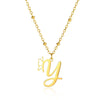 Stainless Steel Pendant Necklace With English Letters And Butterfly Design Electroplated For Women Wholesale